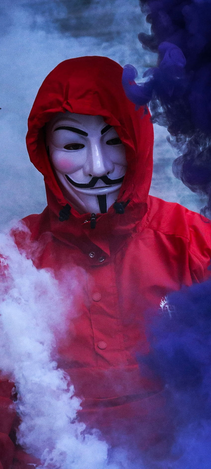 Anonymous , red, art, hacker, steam, mask HD phone wallpaper