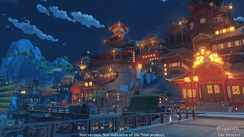 Pelabuhan Liyue Cahaya Bulan dengan Xingqiu - Dampak Genshin Wallpaper HD