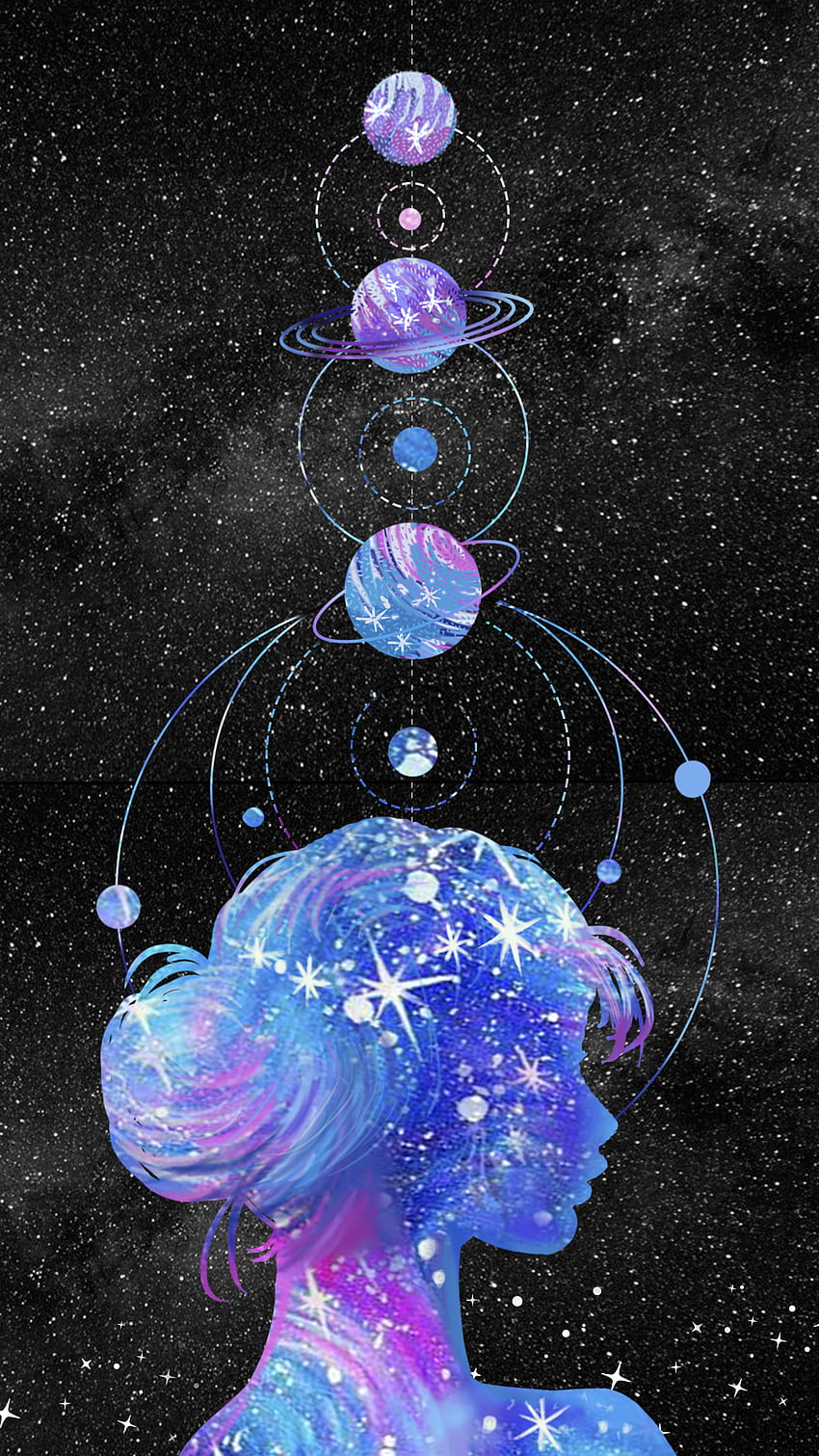 宇宙少女。 Galaxy , space, Cute background, Cute Space Art HD電話の壁紙