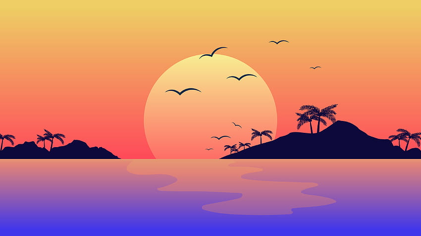 Natur, Landschaft, Horizont, digitale Kunst, Sonnenuntergang HD-Hintergrundbild