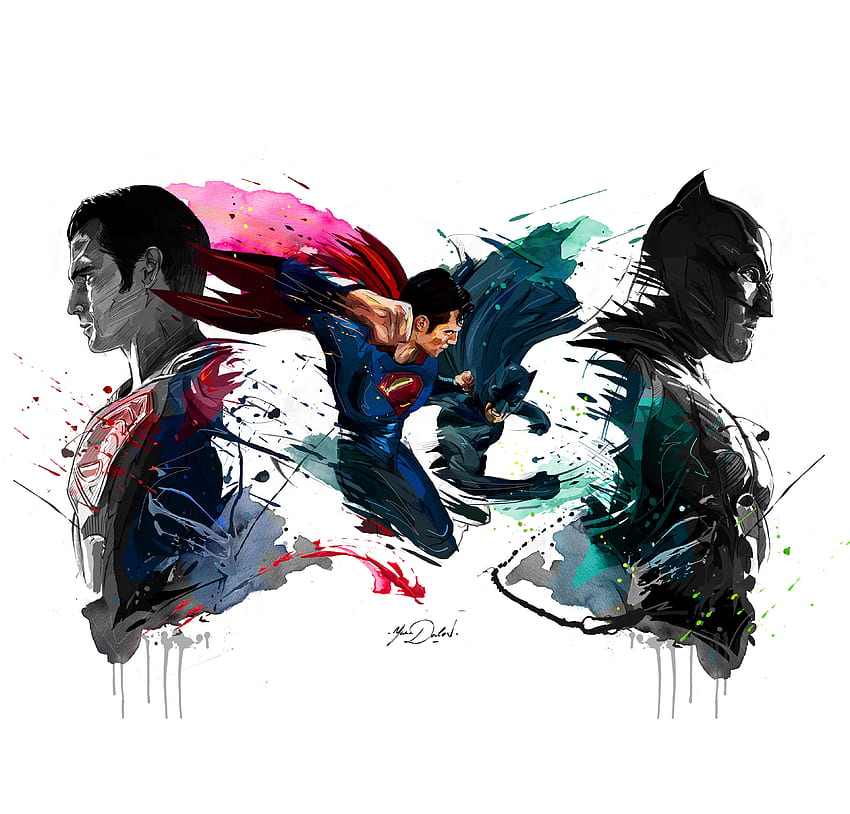 Batman vs superman,, karya seni sketsa Wallpaper HD