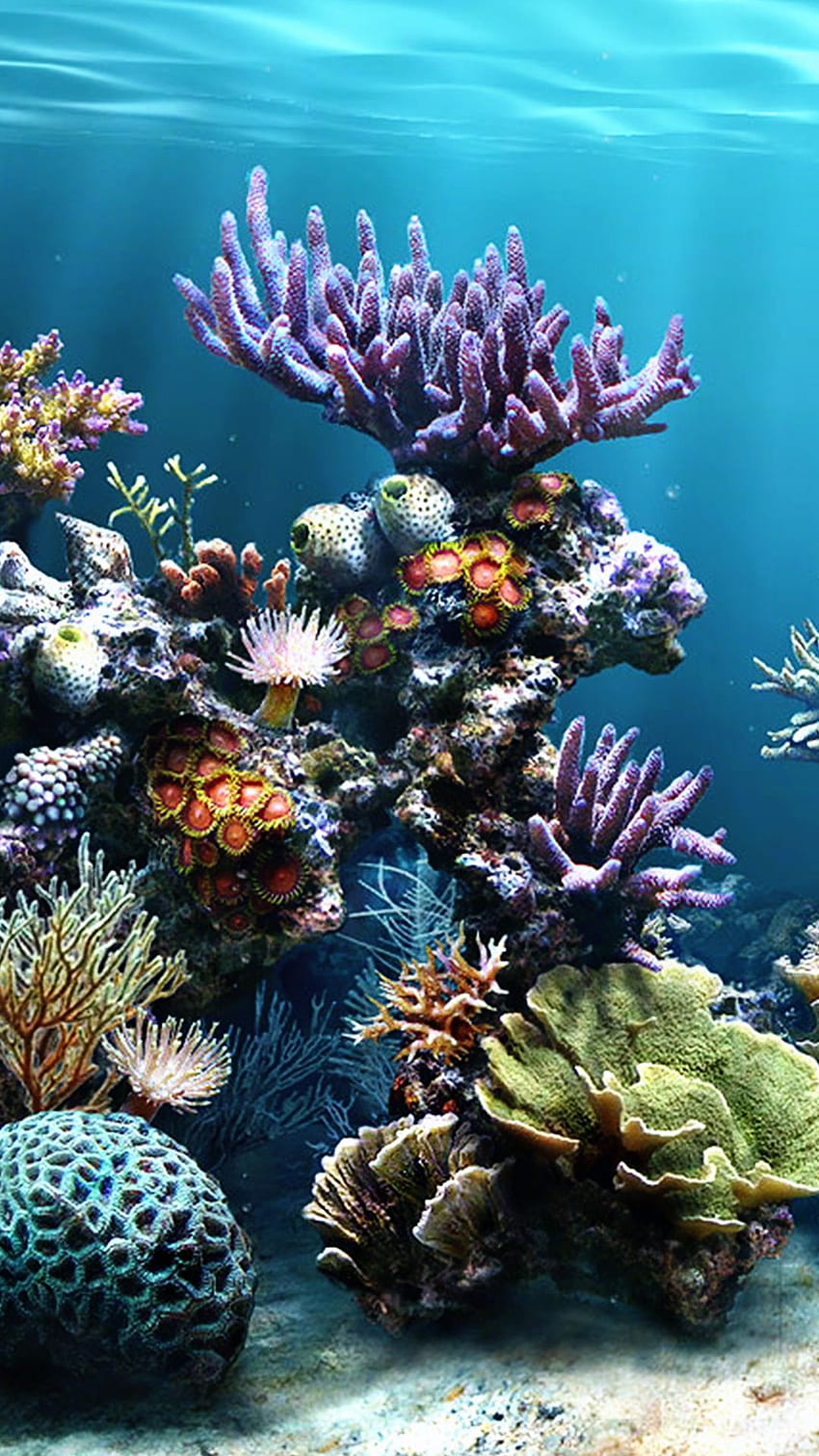 พื้นหลัง iPhone แนวปะการัง พิพิธภัณฑ์สัตว์น้ำ วอลล์เปเปอร์โทรศัพท์ HD