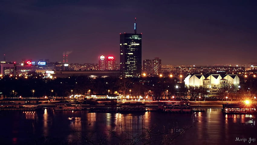 Piękny Belgrad nocą. Belgrad, Belgrad, Serbia Tapeta HD