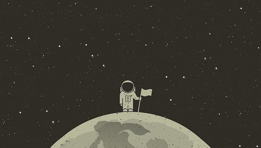simple Background, Simple, Space, Astronaut, Flag, Cartoon Space HD wallpaper
