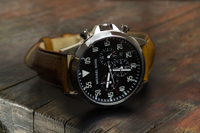 brown leather strap black chronograph watch, Wrist Watch HD wallpaper