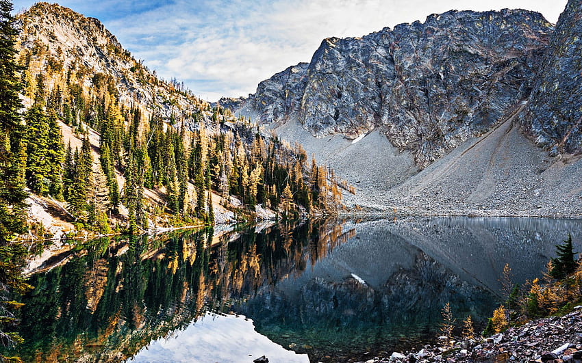 Blue Lake, punti di riferimento americani, bellissima natura, montagne, North Cascades National Park, Washington, USA, America, R per con risoluzione . Alta qualità Sfondo HD