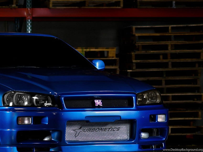 Nissan Skyline, Gtr, R34, Blue, Front. Background HD wallpaper | Pxfuel