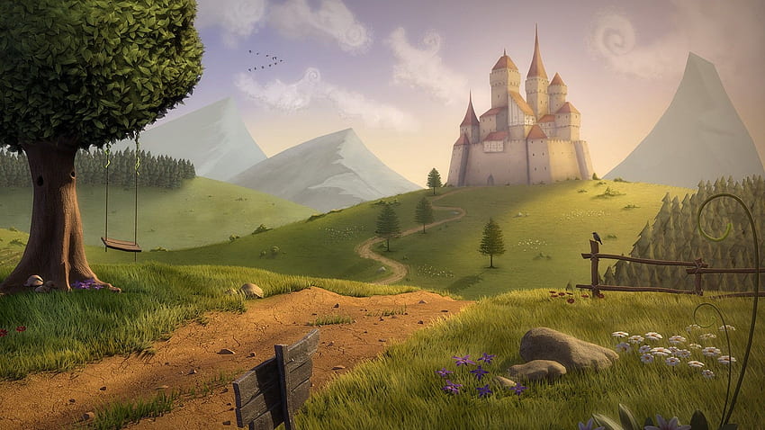 Landscapes castles landscape . Fairytale HD wallpaper