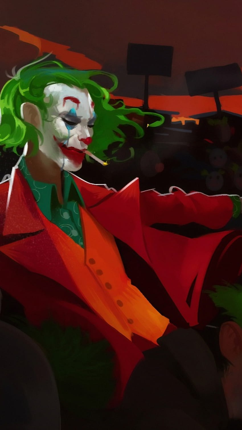 Joker fumando, de teatro, teatro fondo de pantalla del teléfono