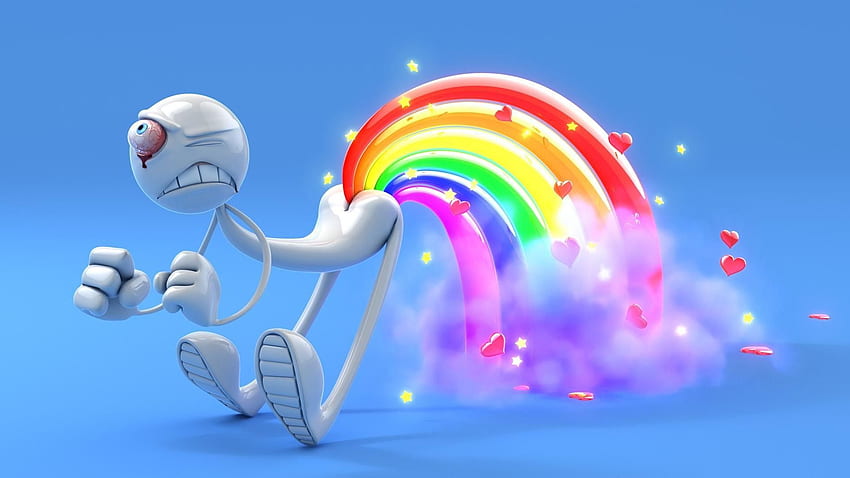Strichmännchen, lustig, 3D & abstrakt, Regenbogen HD-Hintergrundbild