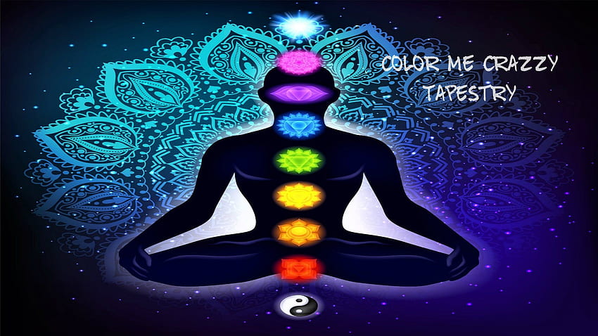 Posizione del loto - Chakra - Meditazione Yoga - Boho - Hippy - Arazzo grande 150 x 130 cm, Meditazione chakra Sfondo HD