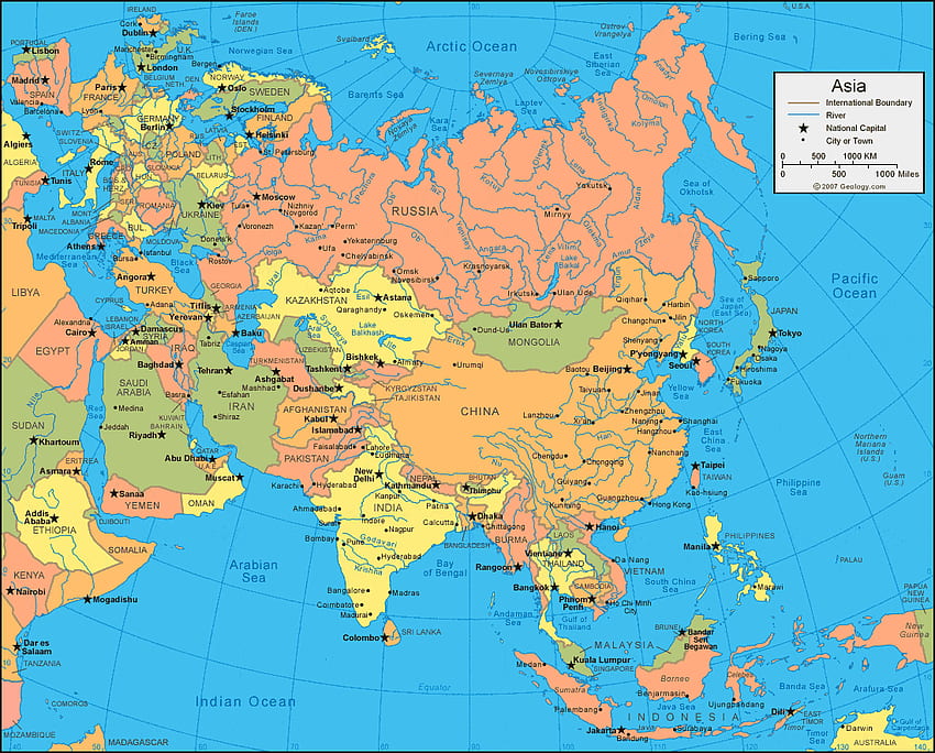 Asia Map and Satellite, Continent of Asia HD wallpaper