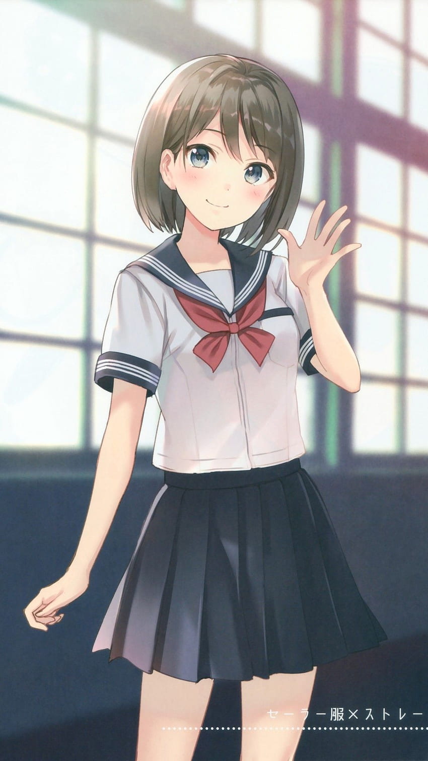 制服を着たアニメの女の子、アニメガールスクール HD電話の壁紙