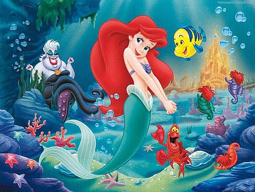 La Sirenita Ariel 1024×768 Pixeles. Sirenita, sirena, dibujos animados de Ariel, platija fondo de pantalla