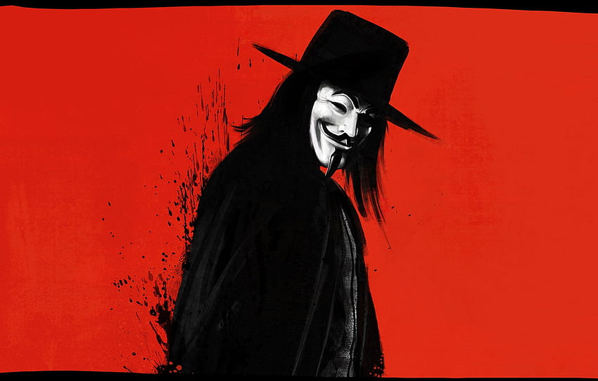 Red, Minimalism, Background, Mask, Revenge, Art, Art, Anonymous, Guy Fawkes, Anonymous, Minimalism, Character, Mask, Guy Fawkes, Character, Tonton Revolver for , section минимализм, Guy Fawkes HD wallpaper