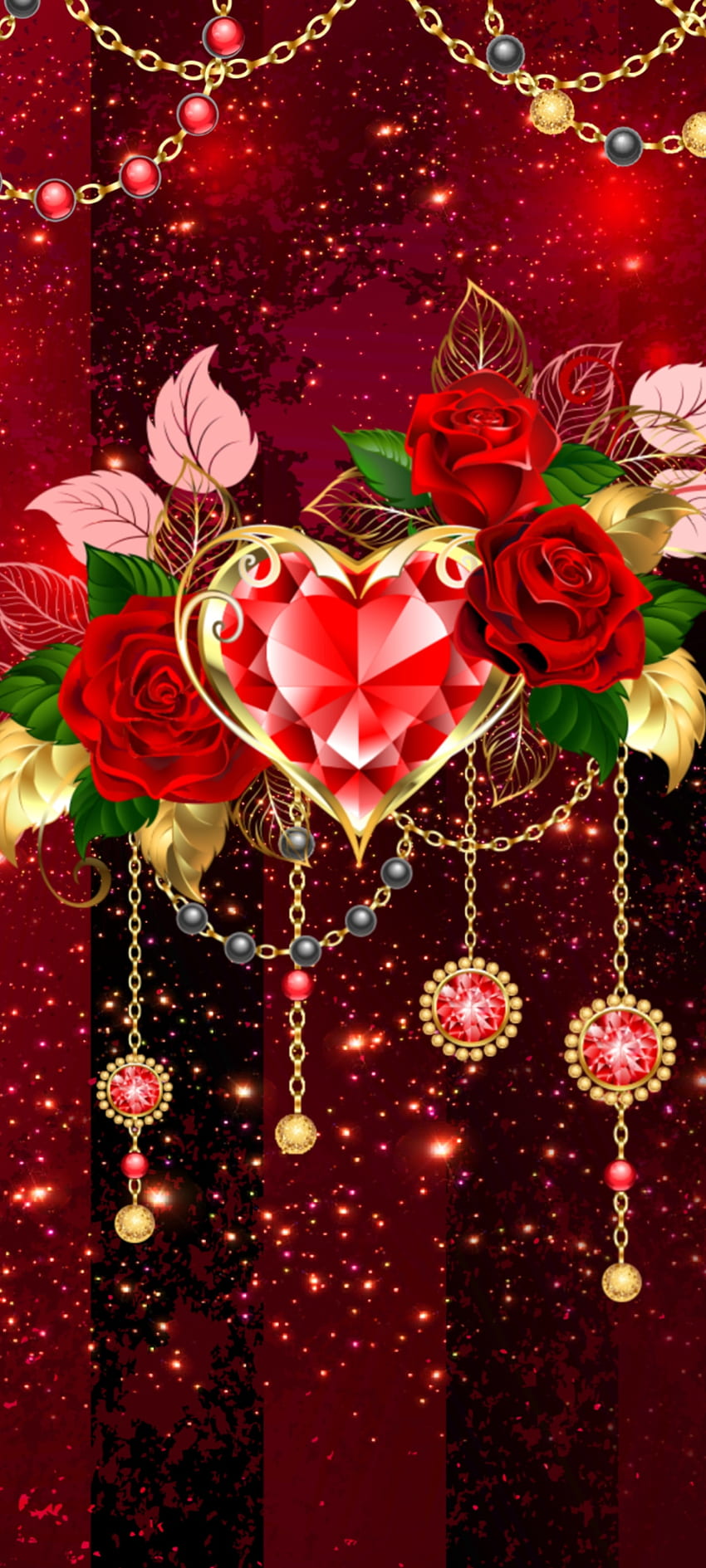 赤いバラの秘密、ハート、美しい、贅沢、愛、鍵、プレミアム、花 HD電話の壁紙