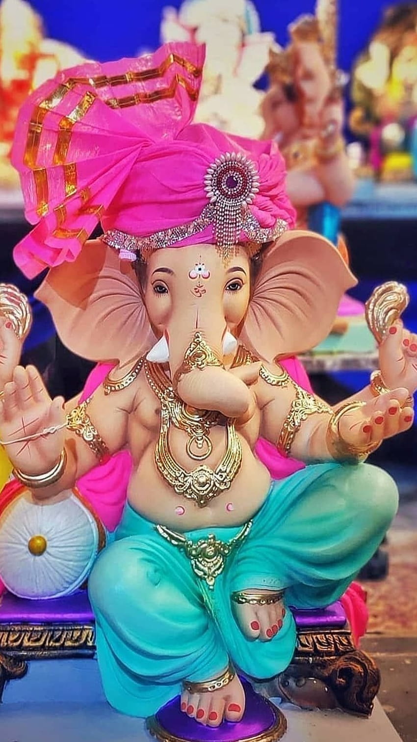 Ganesh , Beautiful, Pink Pheta, pink, pheta, ganpati murti HD ...