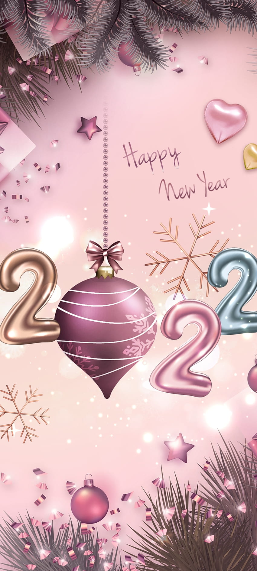 Presente de Ano Novo Rosa 2022, ornamento de férias, Natal, premium, Luxo, Férias, festival Papel de parede de celular HD