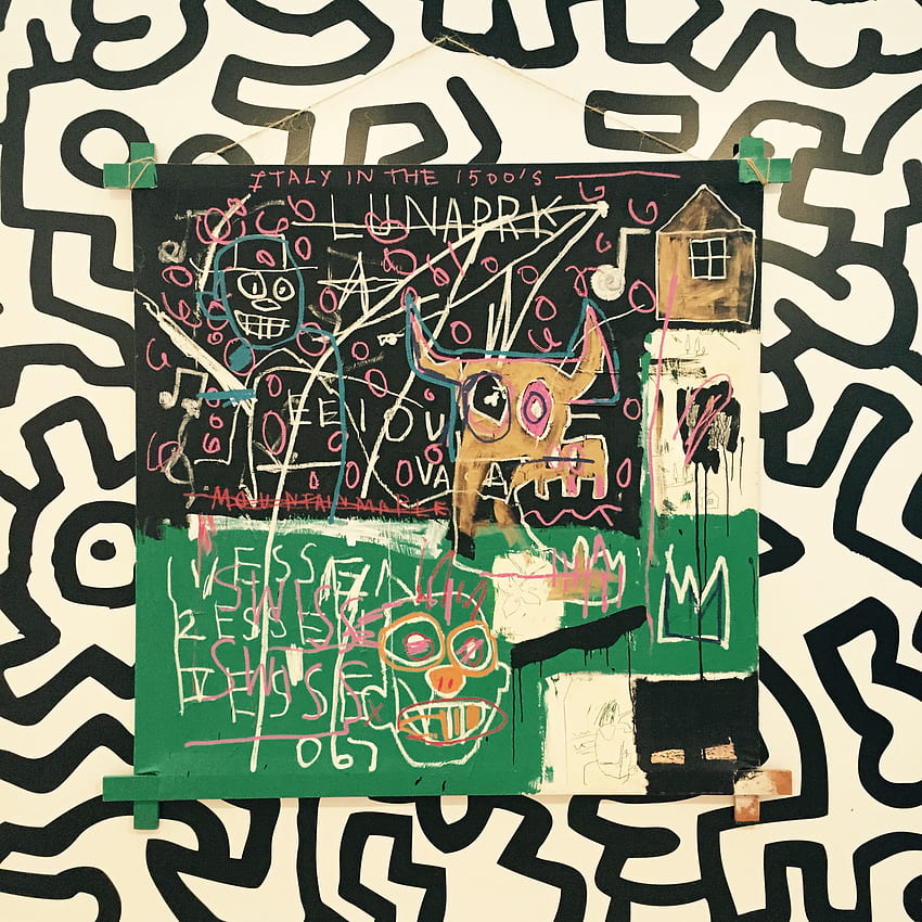 Картина на Basquiat върху Keith Haring, The Whitney - Jean Michel Basquiat Lnaprk - & Предистория HD тапет за телефон