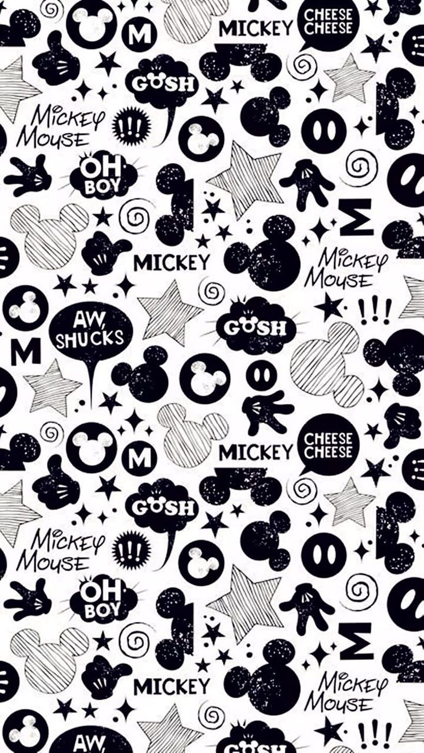 sobre blanco y negro en, Mickey Mouse Blanco y Negro fondo de pantalla del teléfono