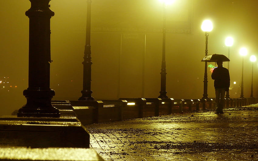 Regen, Verschiedenes, Sonstiges, Straße, Brücke, Abend, Überwiegend bewölkt, Bedeckt HD-Hintergrundbild