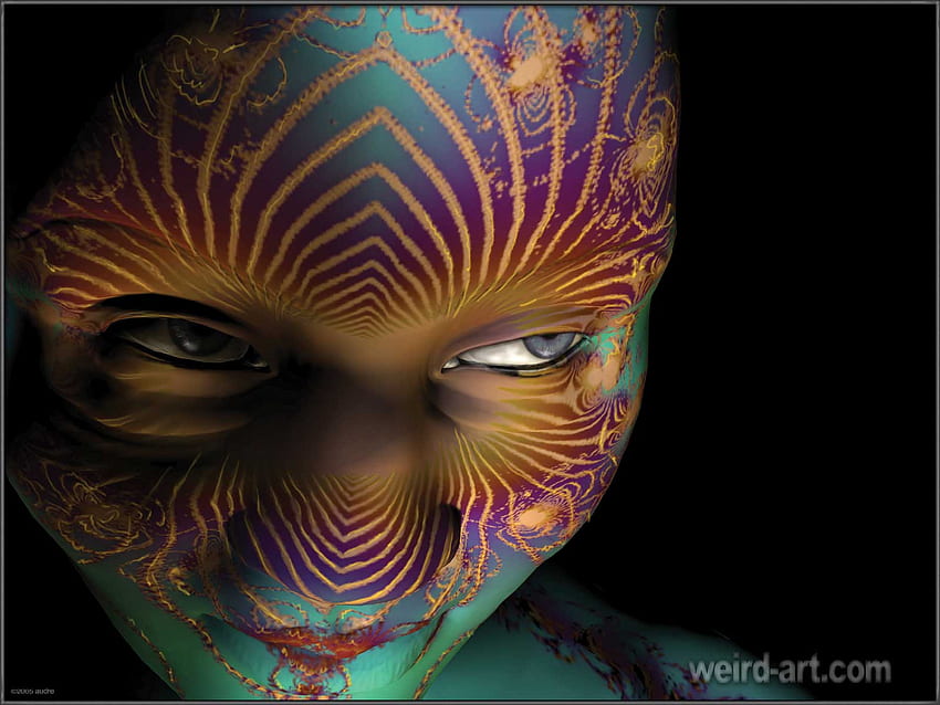 Weird face, colorful, black, teal, mask, face, lines HD wallpaper