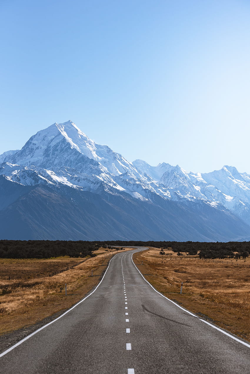 Nature, Mountains, New Zealand, Road, Markup, Mountain Cook, Mount Cook HD phone wallpaper