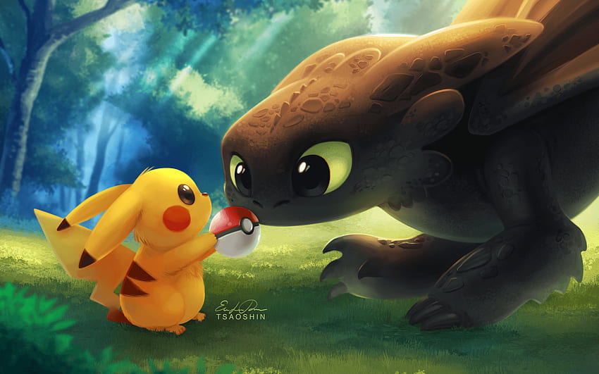 Toothless And Pikachu, Cute Pichu HD wallpaper | Pxfuel