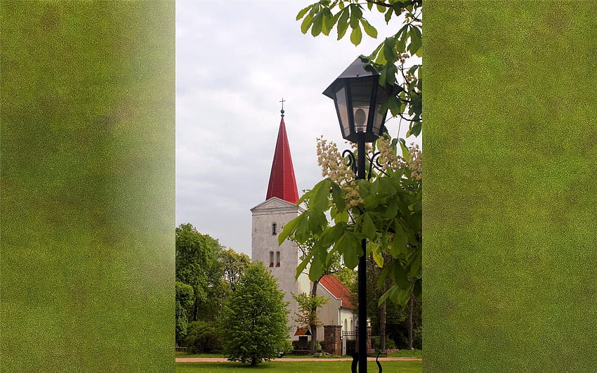 Church at Spring, Latvia, chestnut, lantern, church, spring HD wallpaper