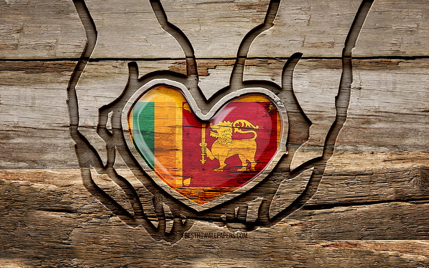 Ich liebe Sri Lanka, Holzschnitzhände, Tag von Sri Lanka, Sri-Lanka-Flagge, Flagge von Sri Lanka, Pass auf Sri Lanka auf, kreativ, Sri-Lanka-Flagge, Sri-Lanka-Flagge in der Hand, Holzschnitzerei, asiatische Länder, Sri Lanka HD-Hintergrundbild