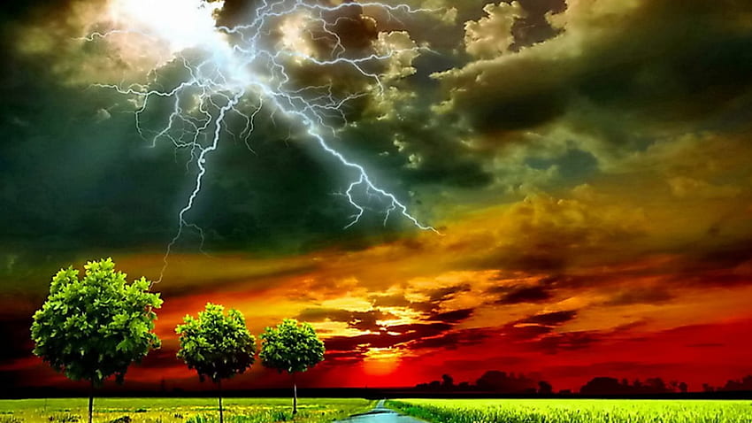 Lightning, weather, hot, thunder HD wallpaper