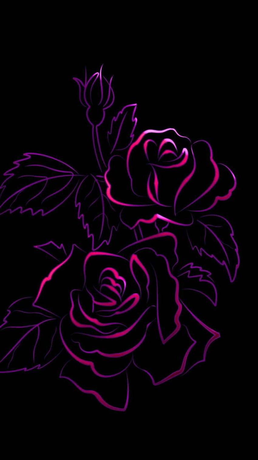 Roses neon black Cool Neon Rose HD phone wallpaper  Pxfuel