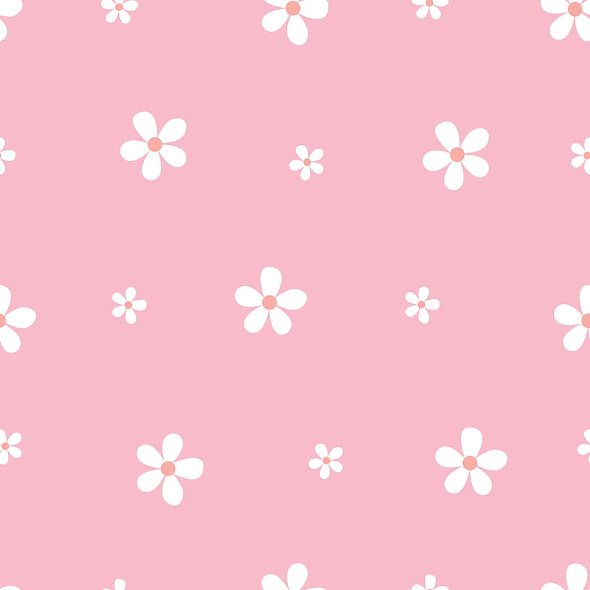 Seamless vector White flower pattern on pink background Hand drawn in cartoon style, use for prints, , fashion fabrics, textiles. 4552681 Vector Art at Vecteezy, Pink Flower Pattern HD phone wallpaper