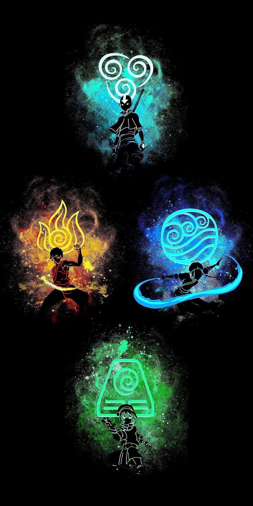 Avatar the Last Airbender  The Four Elements Color Full Wall Art  Avatar  The Last Airbender Store