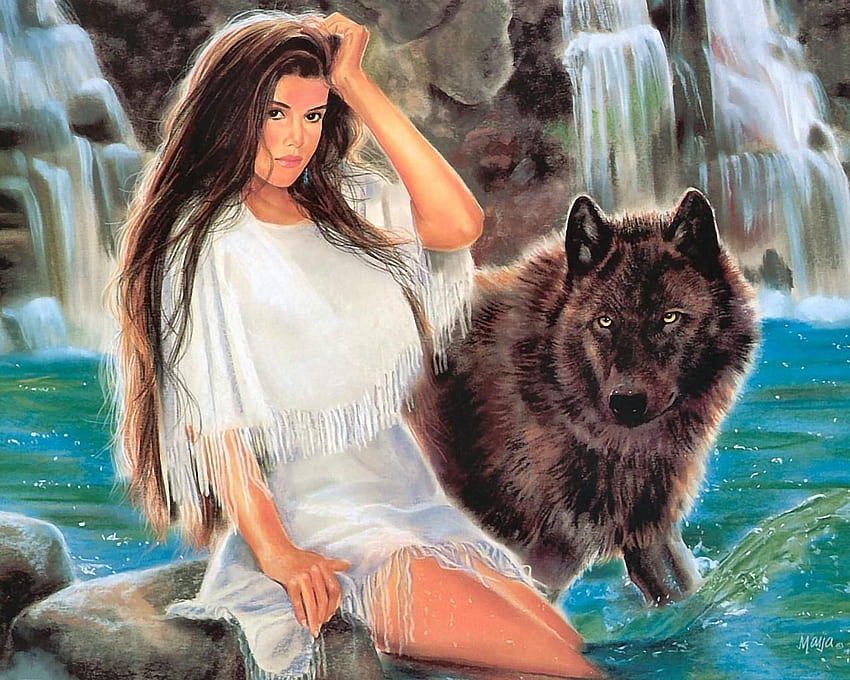 Native American Art by Maija. Native american art, Native american , Native american artwork, Indian Wolf Girl HD wallpaper