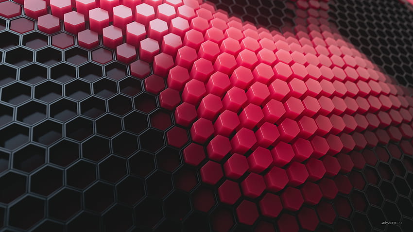 Hexagons , Patterns, Red background, Red blocks, Abstract, Red Hex HD wallpaper