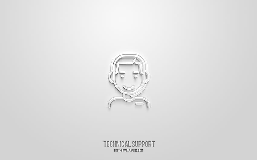 supporto tecnico icona 3d, bianco, simboli 3d, supporto tecnico, icone aziendali, icone 3d, segno supporto tecnico, icone aziendali 3d Sfondo HD