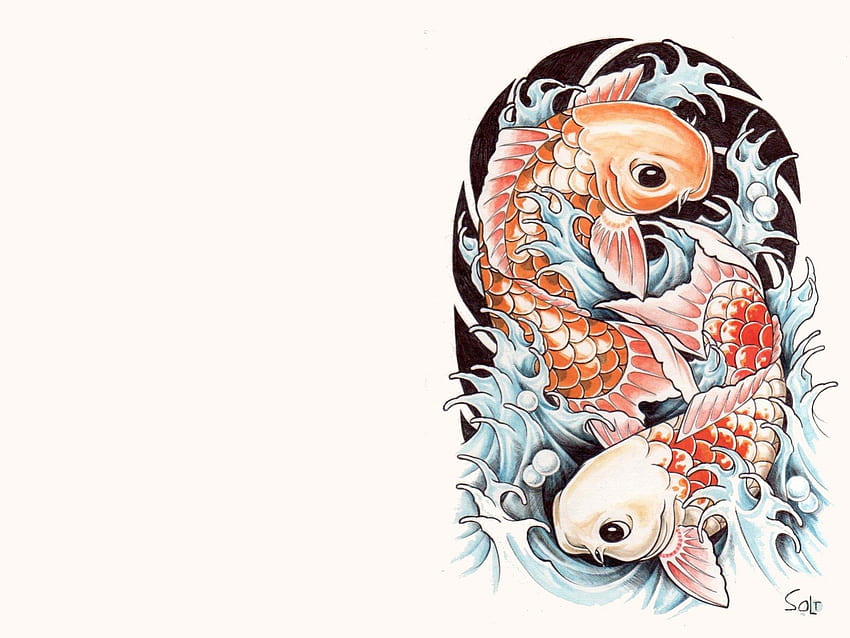Koi Fish, animal, peinture, Koi, poisson Fond d'écran HD
