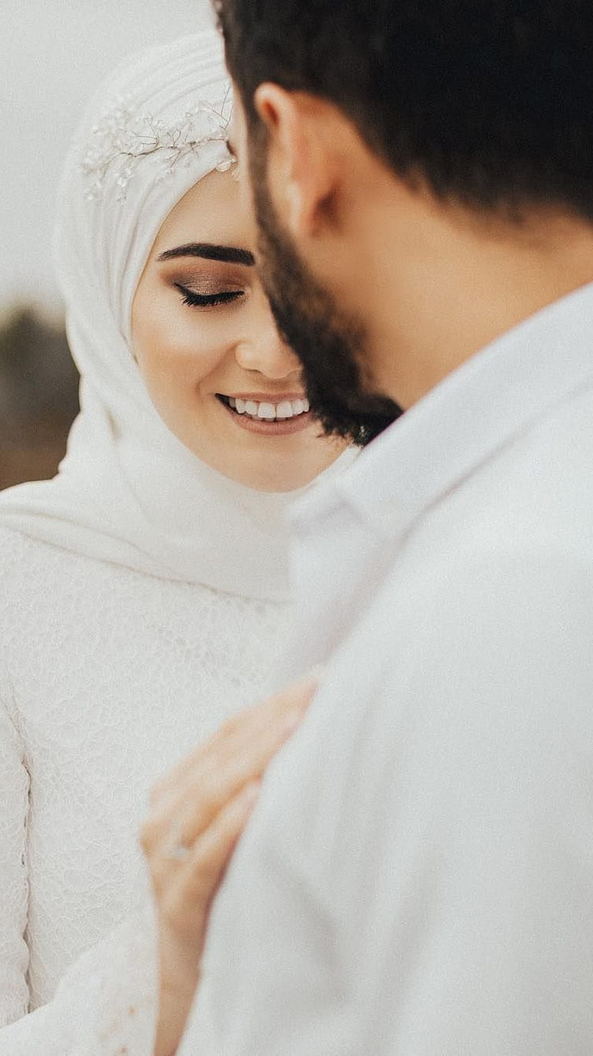 イスラム教徒のカップル、イスラム教徒の夫、イスラム教徒の妻、愛のカップル HD電話の壁紙