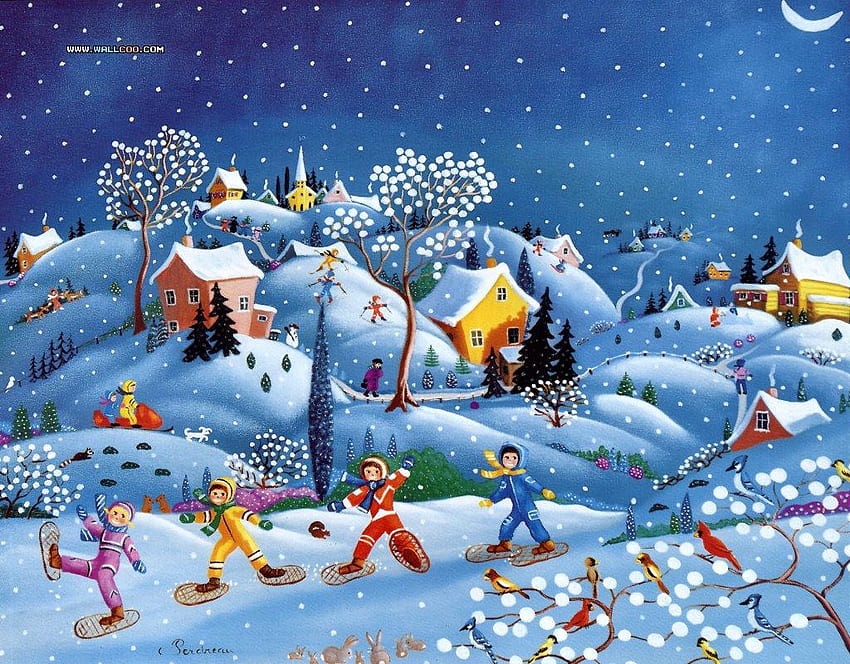 クリスマス休暇、冬、青、休日、雪、クリスマス 高画質の壁紙
