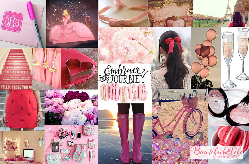 Embrace The Journey Bowtiful , ピンク コラージュ ラップトップ 高画質の壁紙