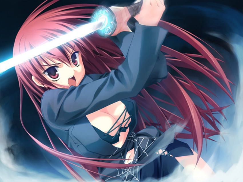 Anime Girl อาวุธ ผู้หญิง อะนิเมะ ดาบ วอลล์เปเปอร์ HD