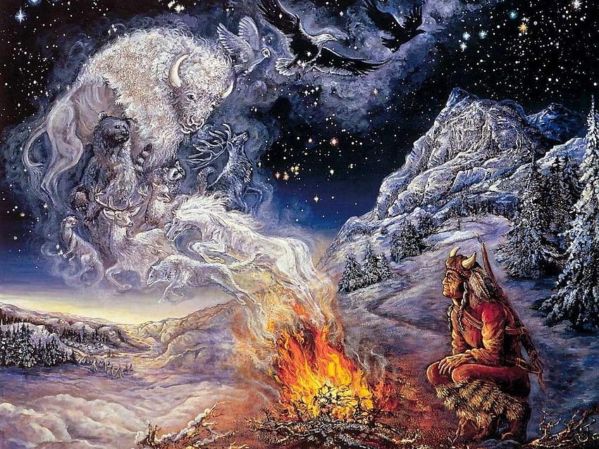 hewan roh rusa asli amerika.. rusa, fantasi, api, kuda, Cool Native American Bear Wallpaper HD