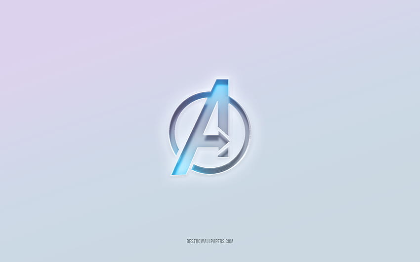 Avengers logo, cut out 3d text, white background, Avengers 3d logo, Avengers emblem, Avengers, embossed logo, Avengers 3d emblem HD wallpaper