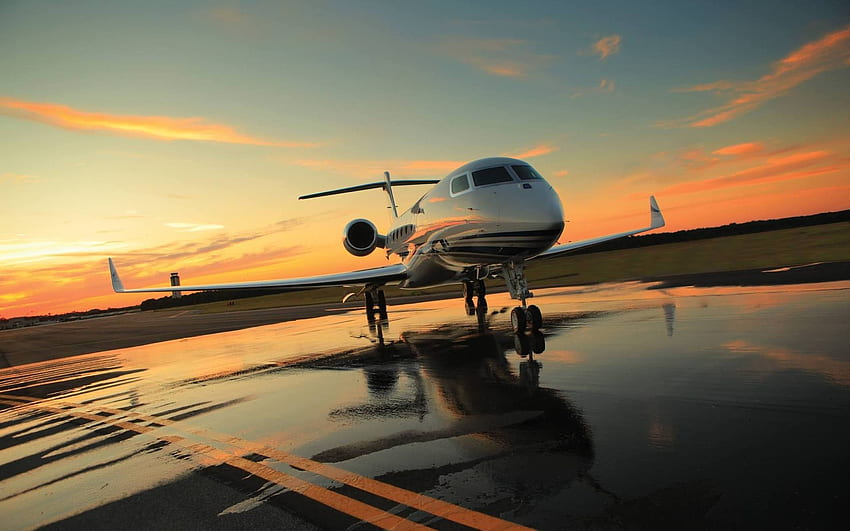 Little private plane on the wet runway, Small Plane HD wallpaper