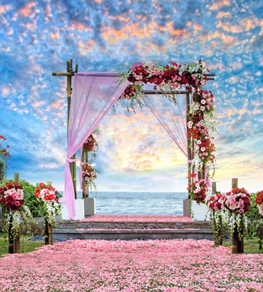 Място за сватба на плажа за романтични сватбени идеи. Сватбени фонове на открито, Сватбени места плаж, Сватбена графика на плажа, Сватба сред природата HD тапет за телефон