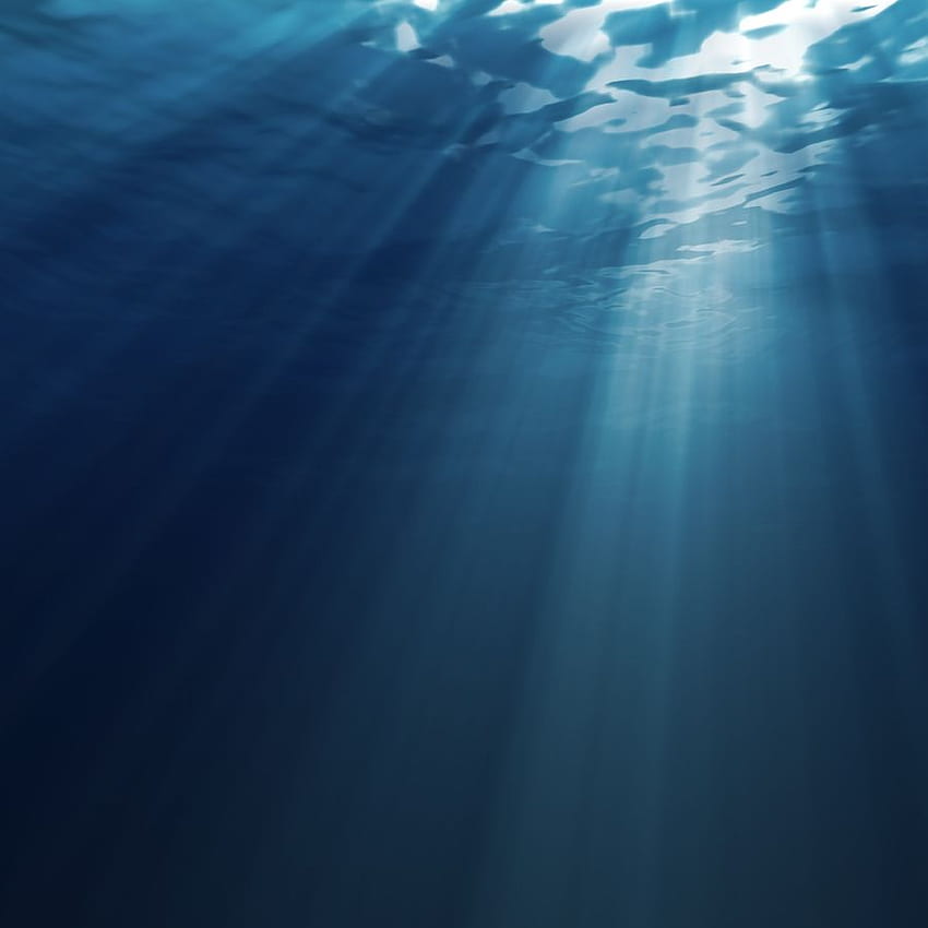 Подводна светлина на дъното на океана. Висока разделителна способност, естетично тъмно синьо HD тапет за телефон