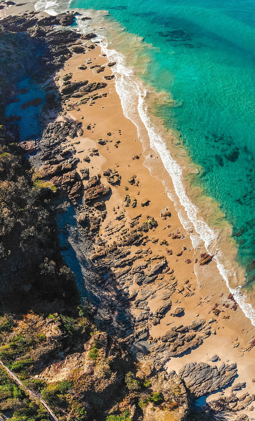 Nature, coast, rocks, aerial view HD phone wallpaper