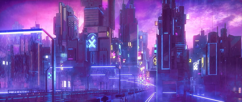 Synthwave background, Retro Neon City HD wallpaper