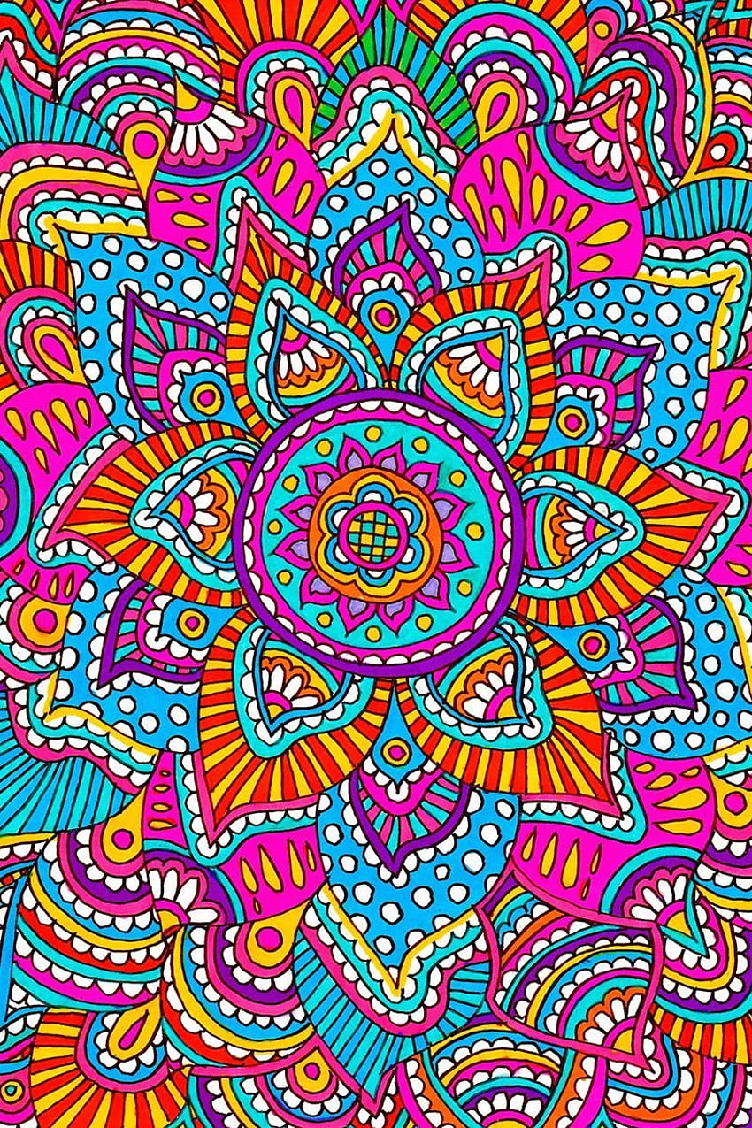 Mandala Pattern Art e com cores incríveis! Como você não poderia amar este Pin ?! - Jaye Jan. Mandala dessin, Gribouillages artistiques, Peinture phosphorescente, Colorful Mandala Papel de parede de celular HD